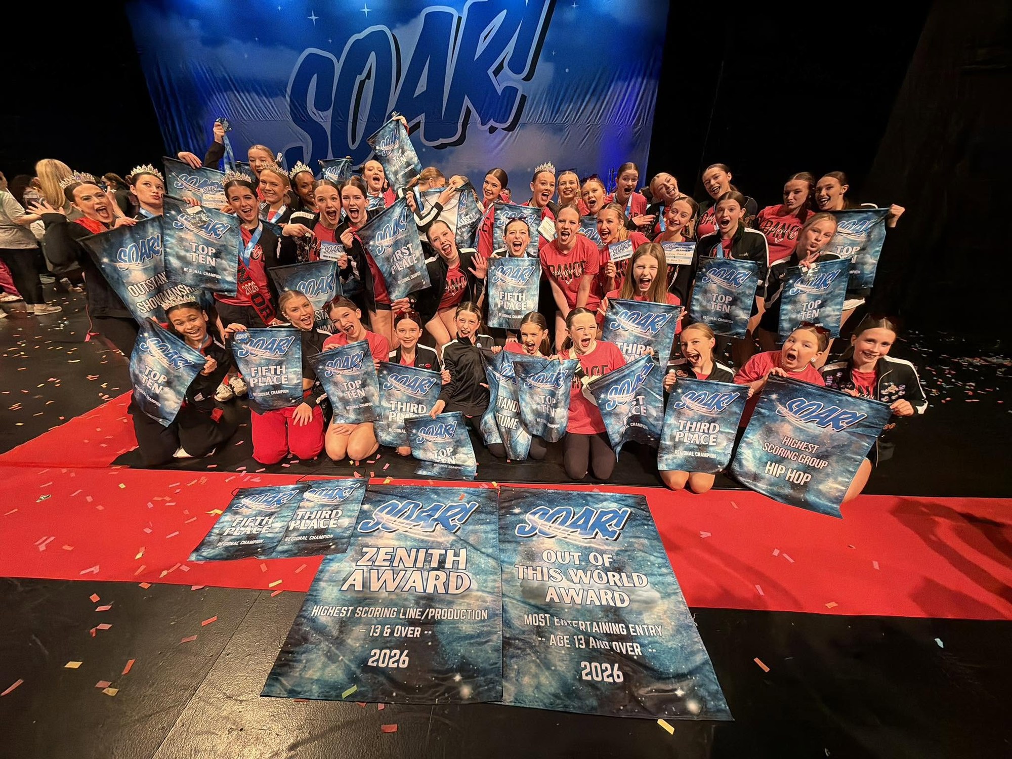 ExD dancers celebrating with awards
